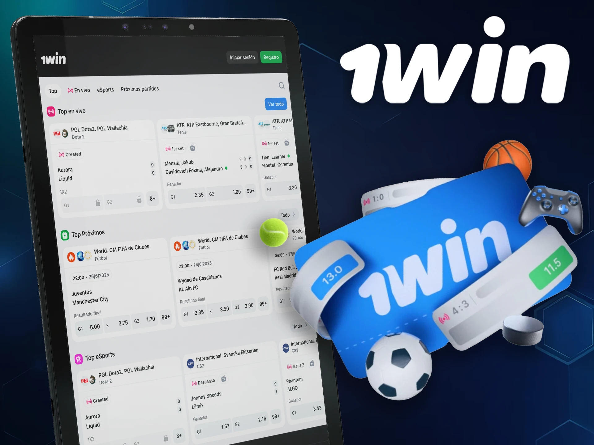 Programa el resultado de los partidos y gana con 1win.