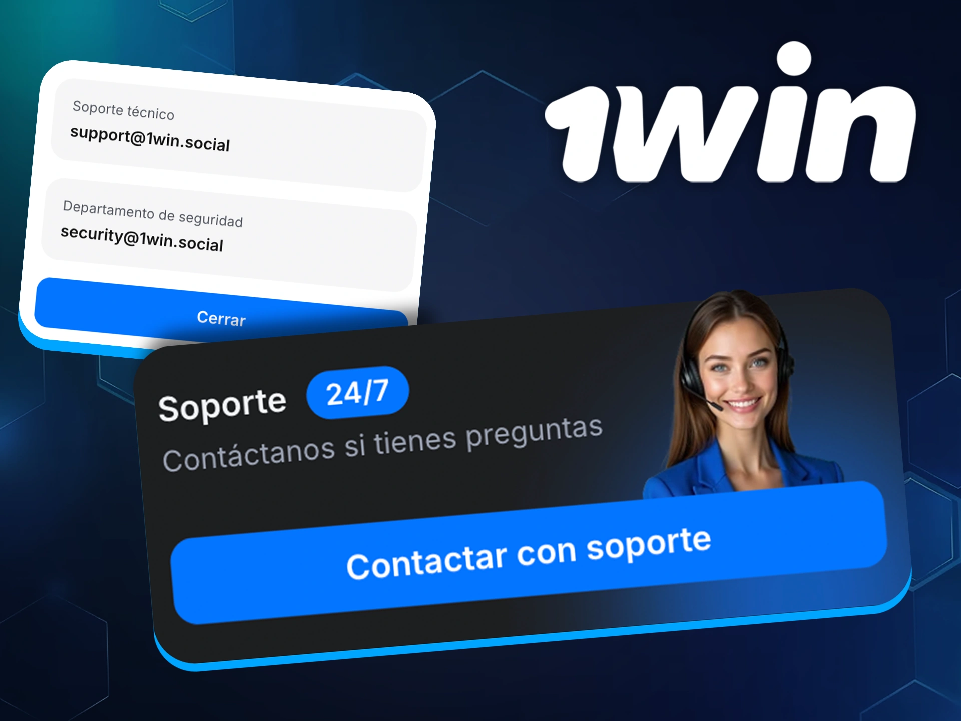 Comuníquese con el soporte técnico si tiene problemas con 1win.