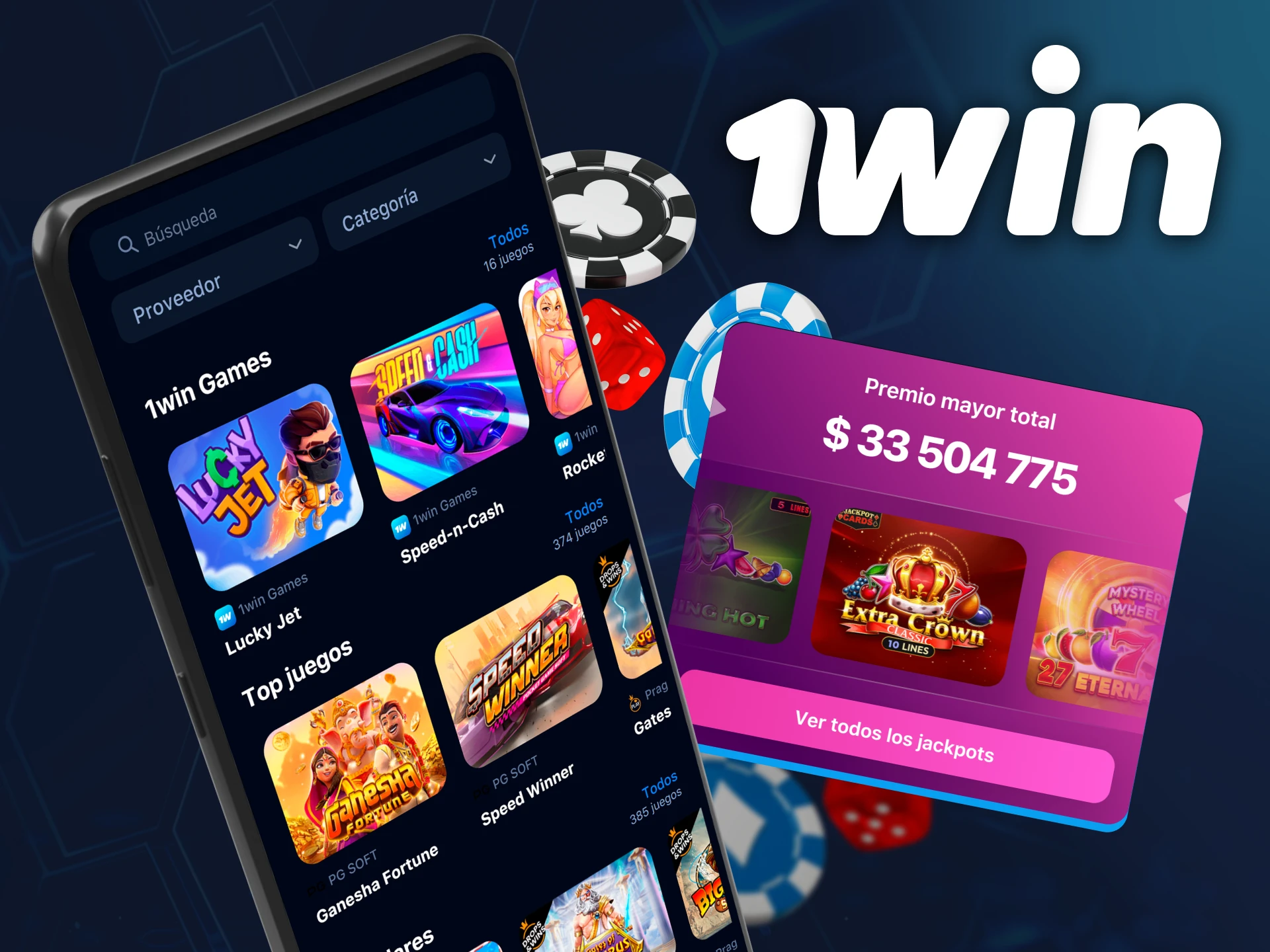 Accede a tragamonedas y juegos de casino en la aplicación oficial de 1win Argentina.