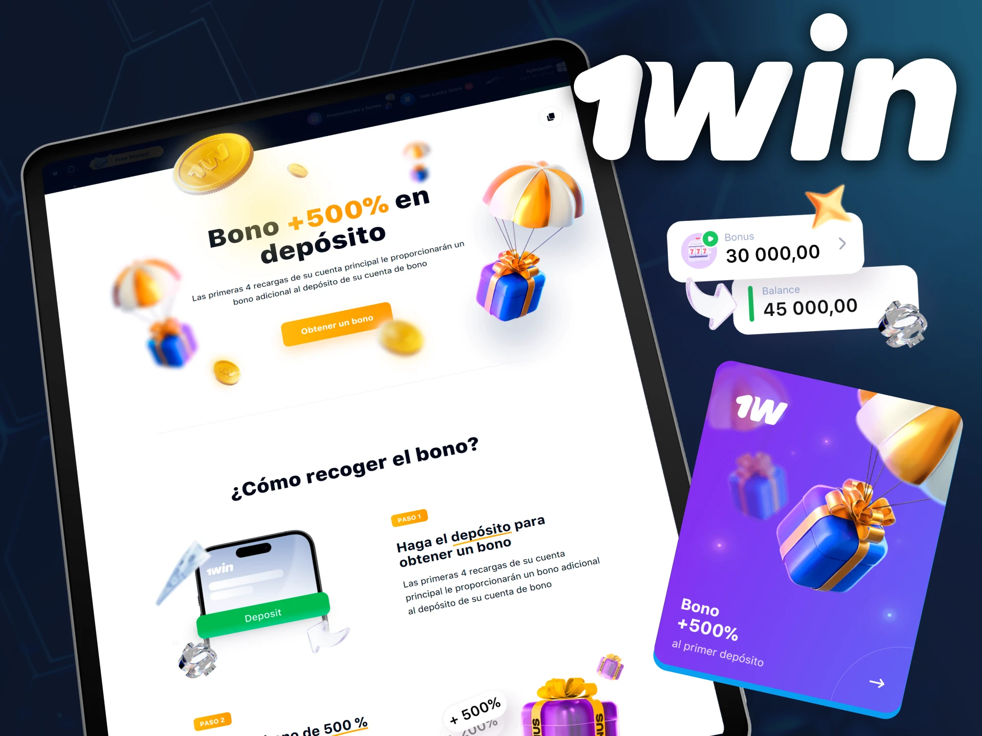 Recibe un bono de bienvenida del 500% usando el código promocional de 1win Argentina.