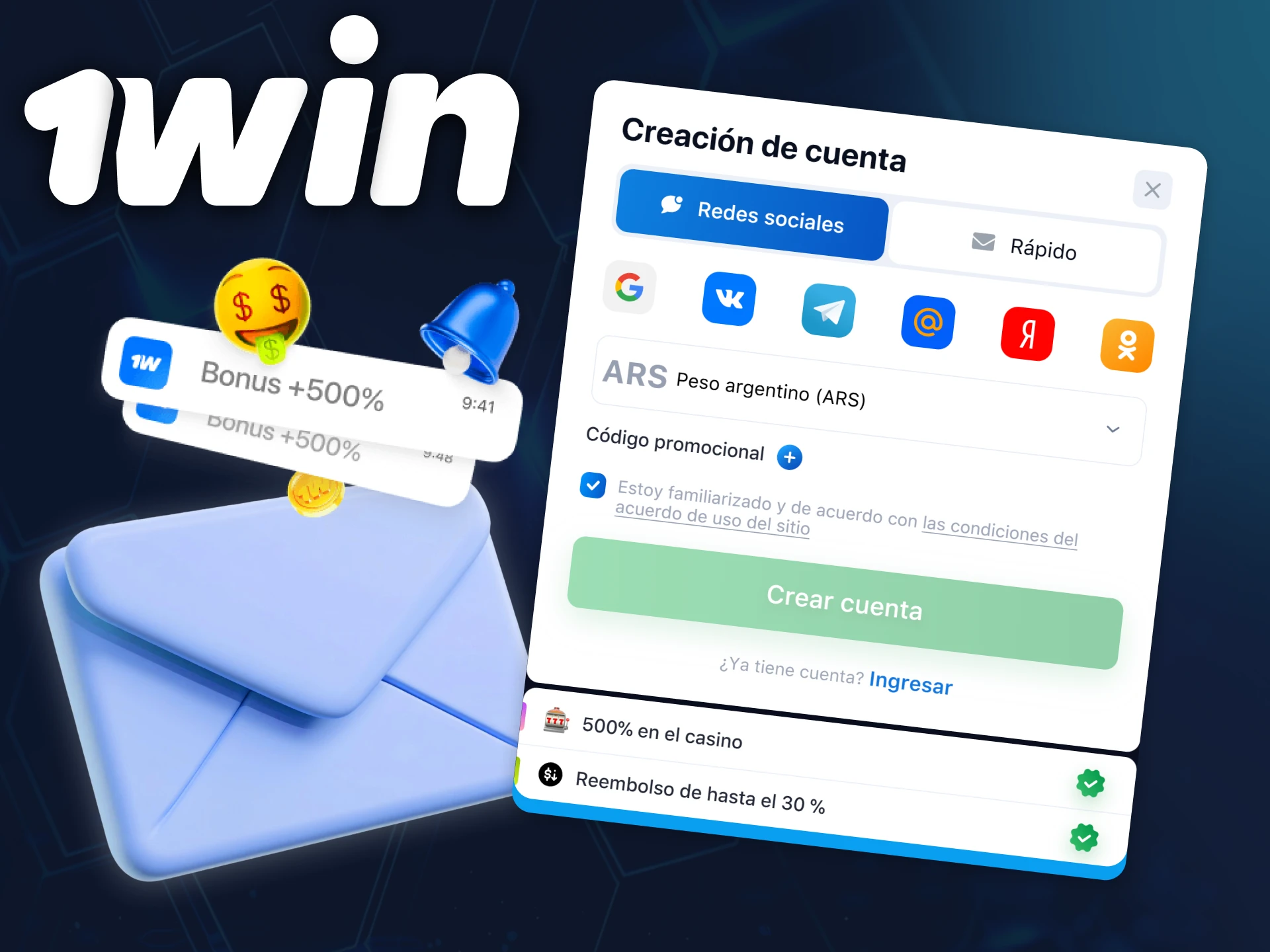 Regístrate por correo electrónico en el sitio oficial de 1win Argentina fácilmente.
