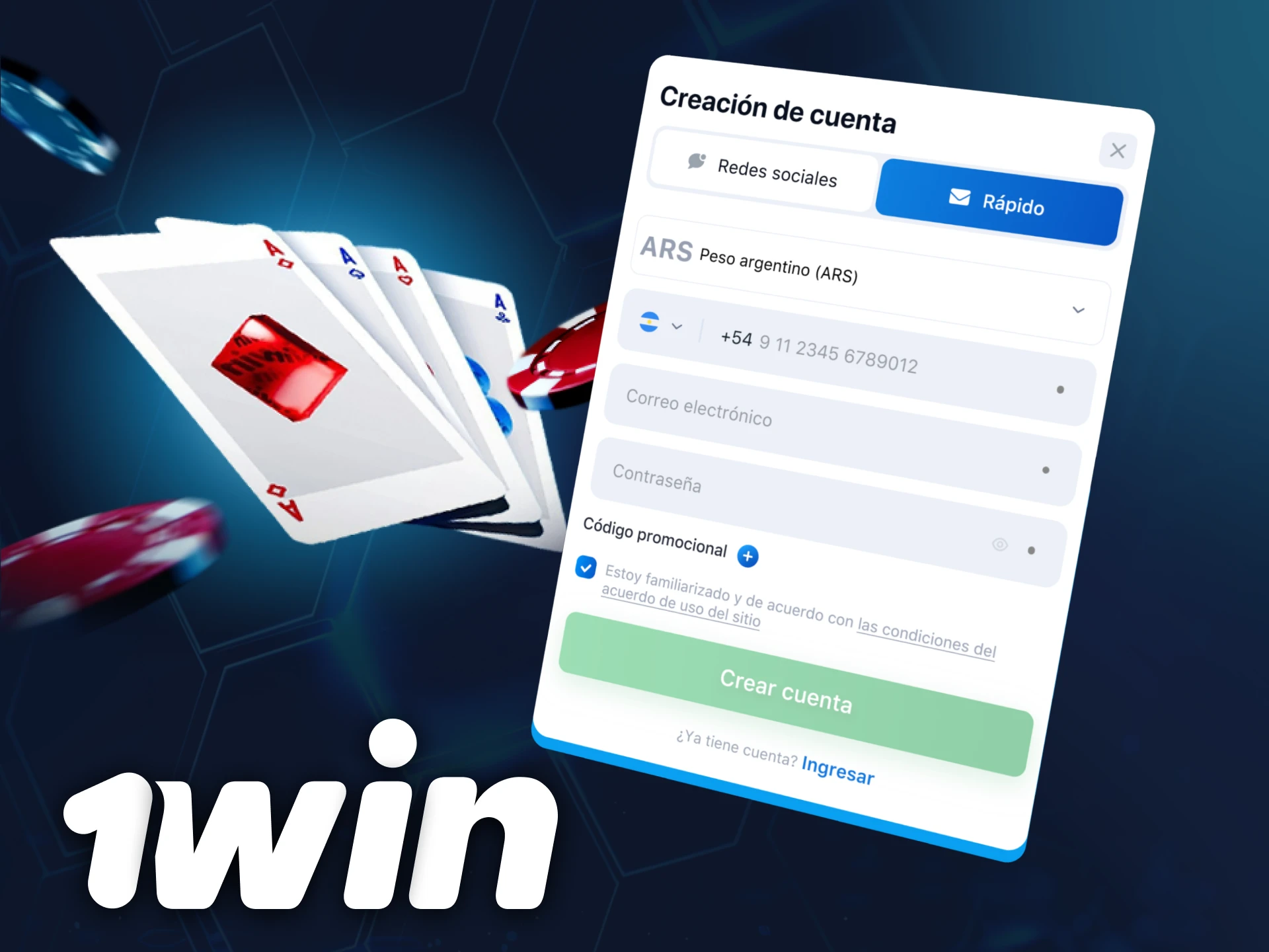 Completa unos pocos pasos y comienza a jugar en 1win Argentina.