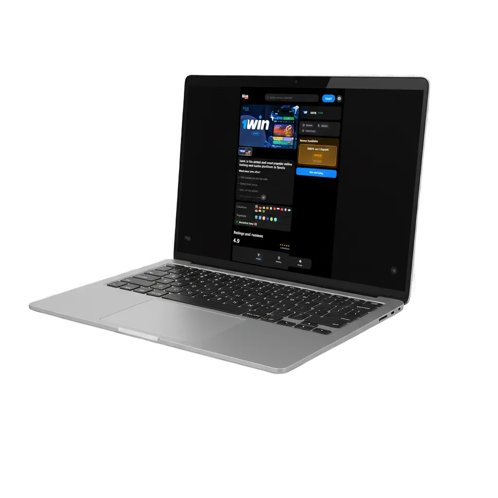 Pantalla de descarga de 1win para Windows y macOS: app gratis con casino, slots y apuestas; rápida y en pantalla completa.