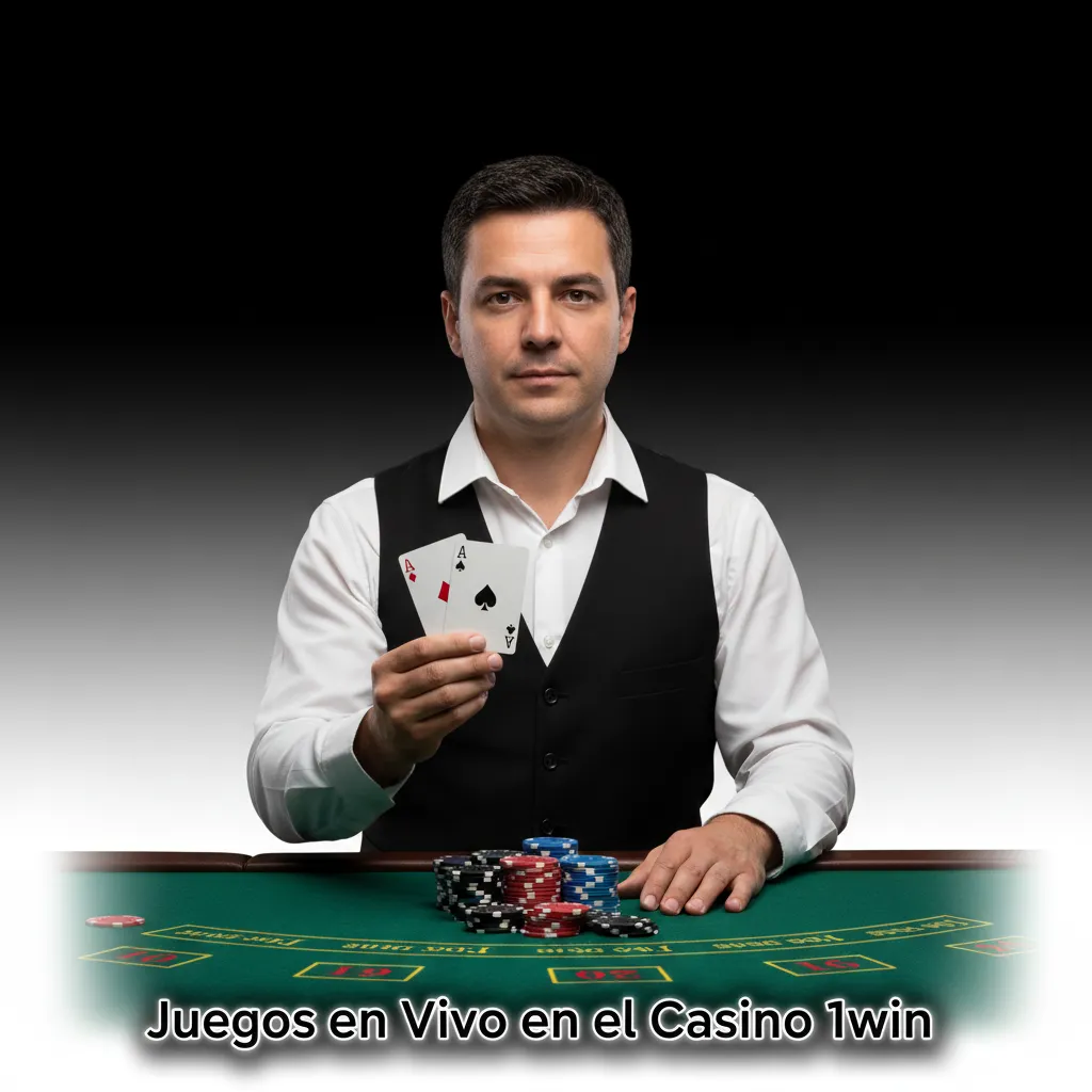 Lobby de juegos en vivo de 1win con crupieres y más de 100 mesas de ruleta, blackjack, baccarat, póker y dados.